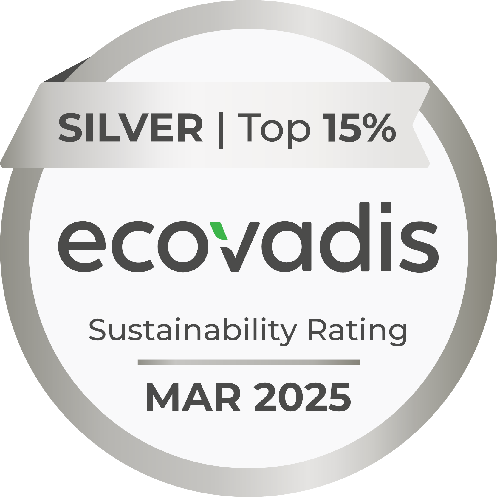 EcoVadis sustainability rating Silver Top 15%