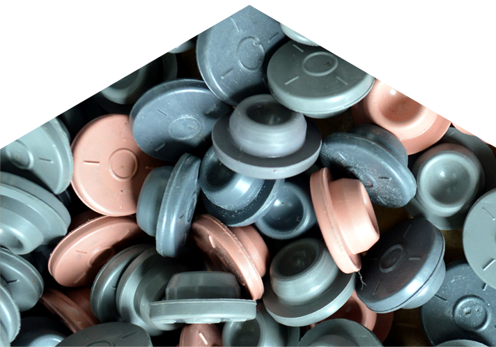 Rubber stoppers piled